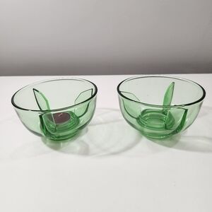 Vintage Uranium Glass Candleholders Set of Two